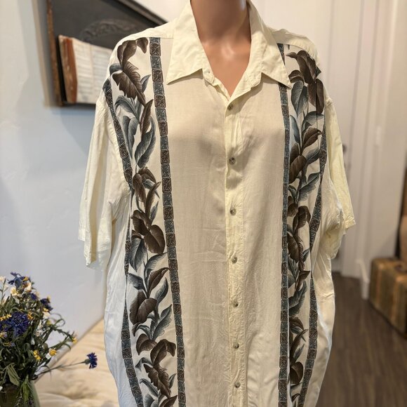 HOLLIS RIVER Other - HOLLIS RIVER MEN'S 2XL 100% RAYON BUTTON-DOWN SHORT-SLEEVE SHIRT